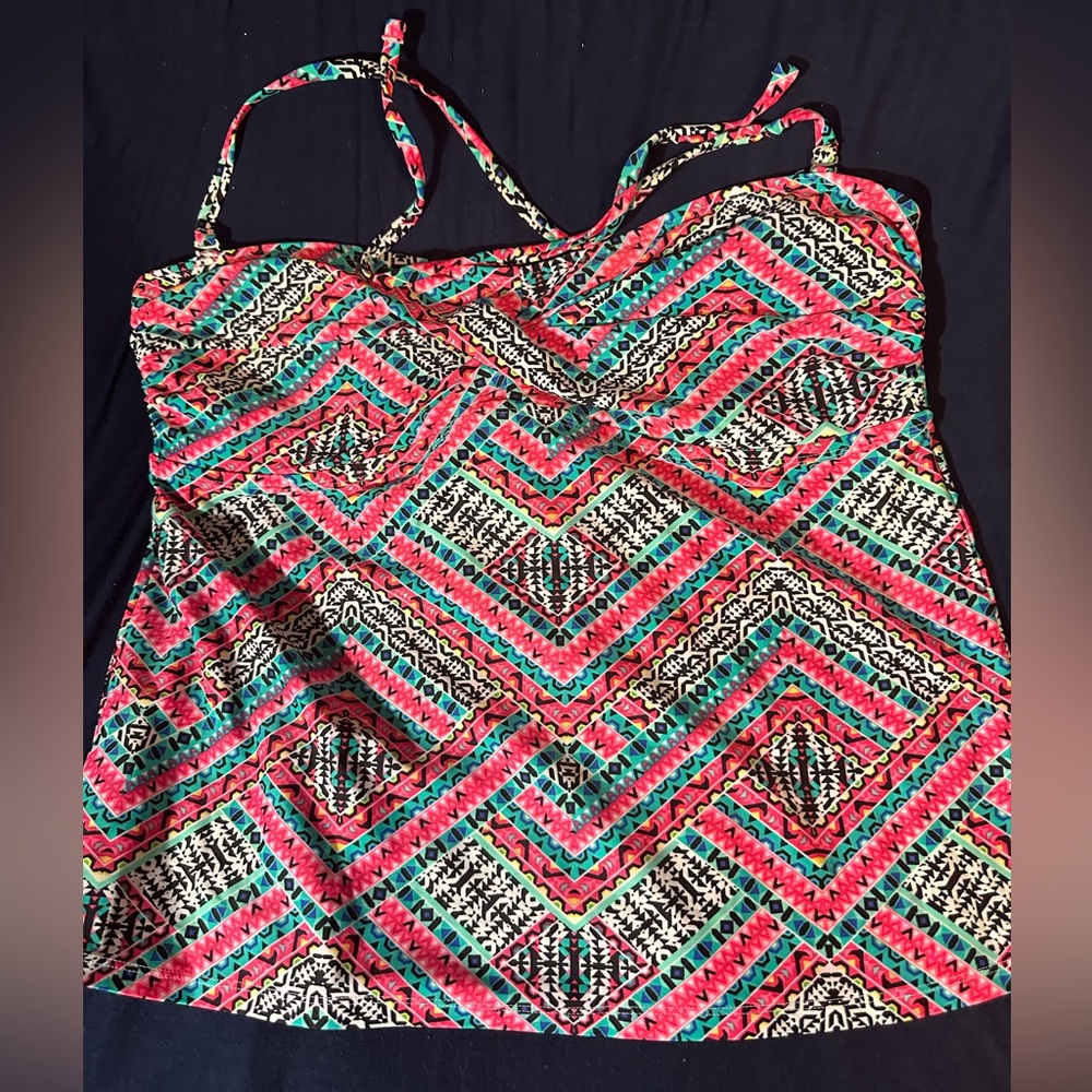 Aztec print halter swimsuit top